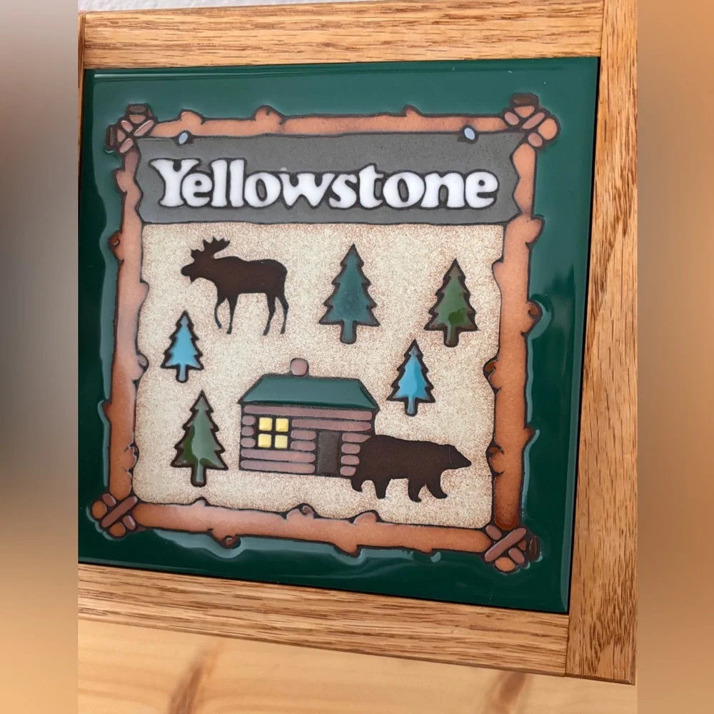 Yellowstone Trivet Masterworks Handcrafted Art Tiles Vintage USA